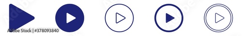 Play Button Icon Blue | Start Buttons Illustration | Video Audio Player Navigate Symbol |  Arrow Logo | Game Begin Sign | Isolated | Variations
