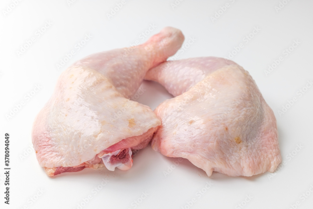 Trimmed chicken legs on a white background Trimmed chicken legs on a white background