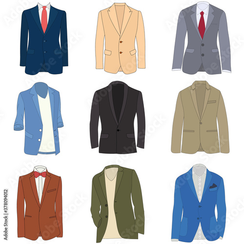 vector, isolated, mens jacket collection