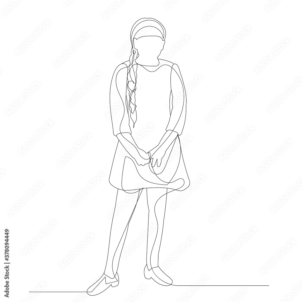isolated, continuous line drawing child on white background