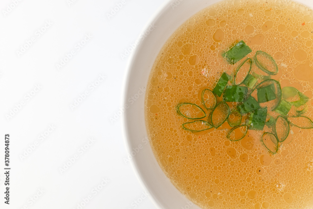 Chicken stock on a white background Chicken stock on a white background