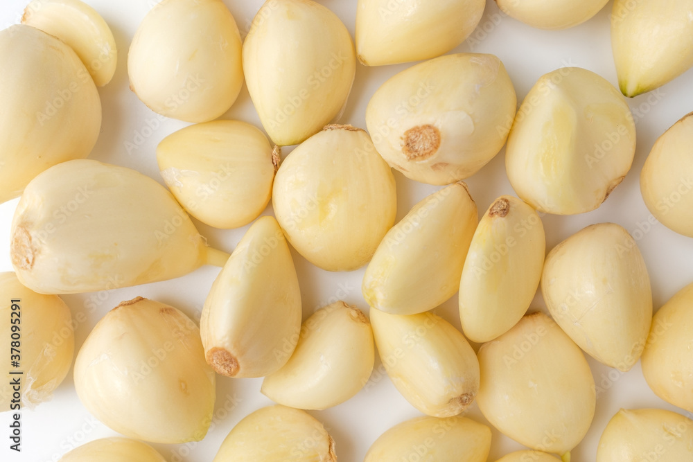 Manicured garlic on white background Manicured garlic on white background