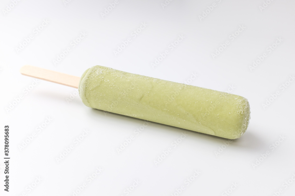 Green tea ice cream on white background Green tea ice cream on white background