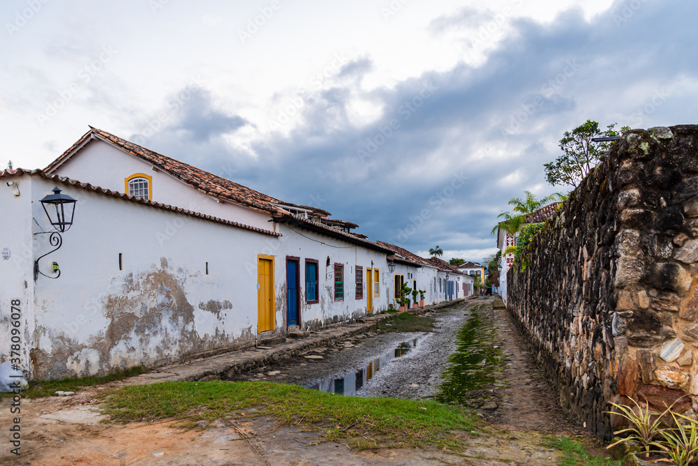 Street in ruins in colonial brazilian town