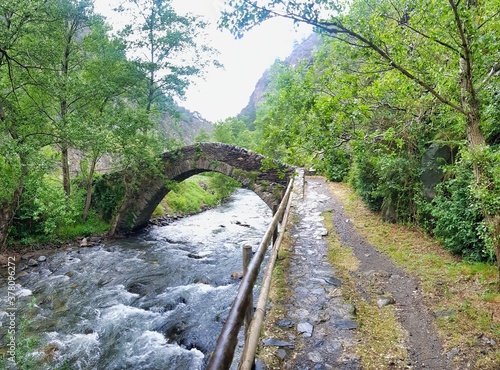 bridge in the forest, photo as a background , in andorra between france and spain