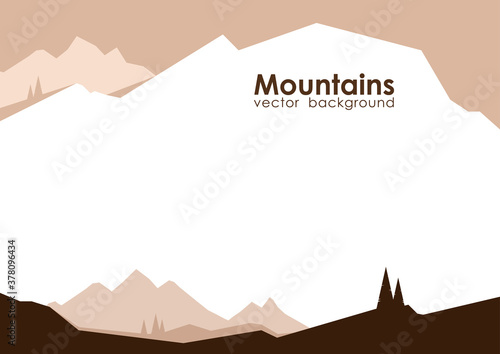 Vector Abstract mountains background with pines for web design.