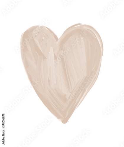 Simple Romantic Vector Illustation with Beige Heart Isolated on a White Background. Sweet Valentine's Day Card. Infantile Style Hand Drawn Heart.