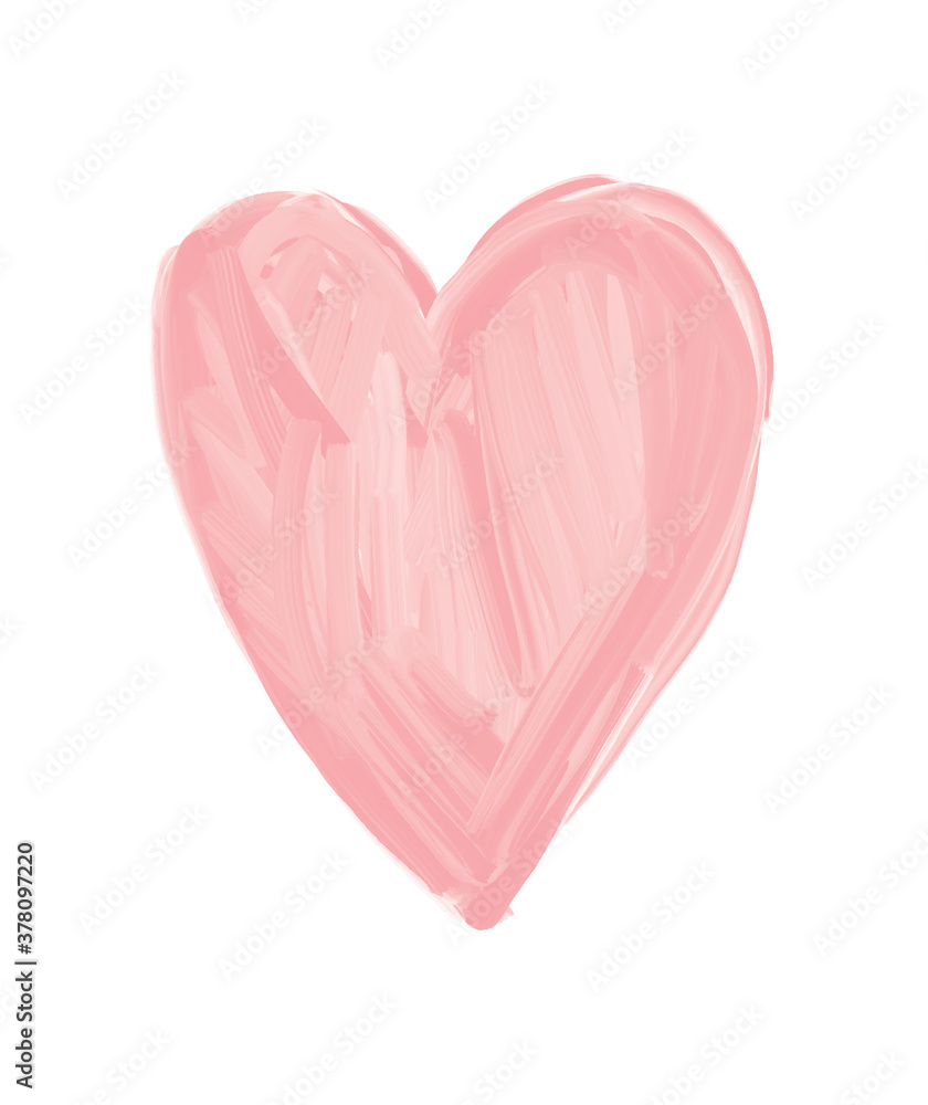 Simple Romantic Vector Illustation with Pastel Pink Heart Isolated on a White Background. Sweet Valentine's Day Card. Infantile Style Hand Drawn Heart.