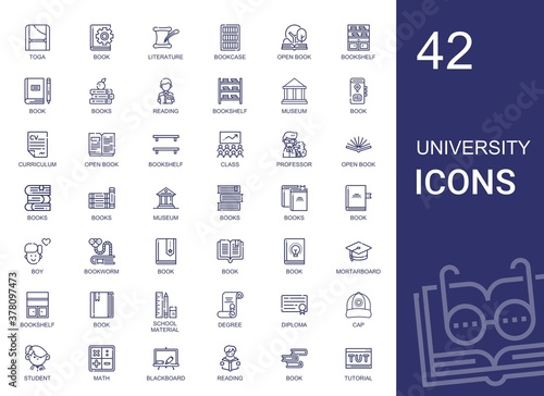 university icons set