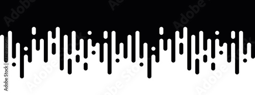 Seamless vector abstract transition of two colors. Rounded lines blended in. Looks like dipping paint or rain. Black and white contrast