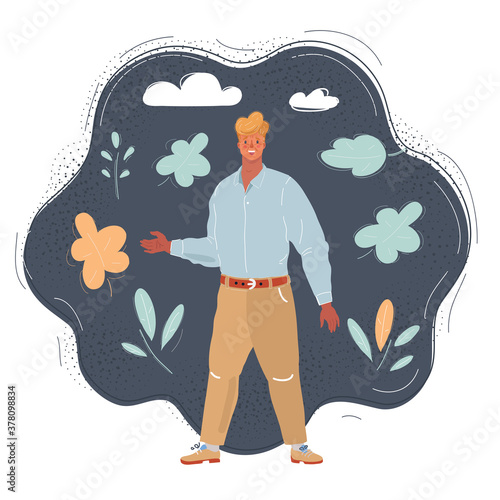 Vector illustration of man on dark background. photo