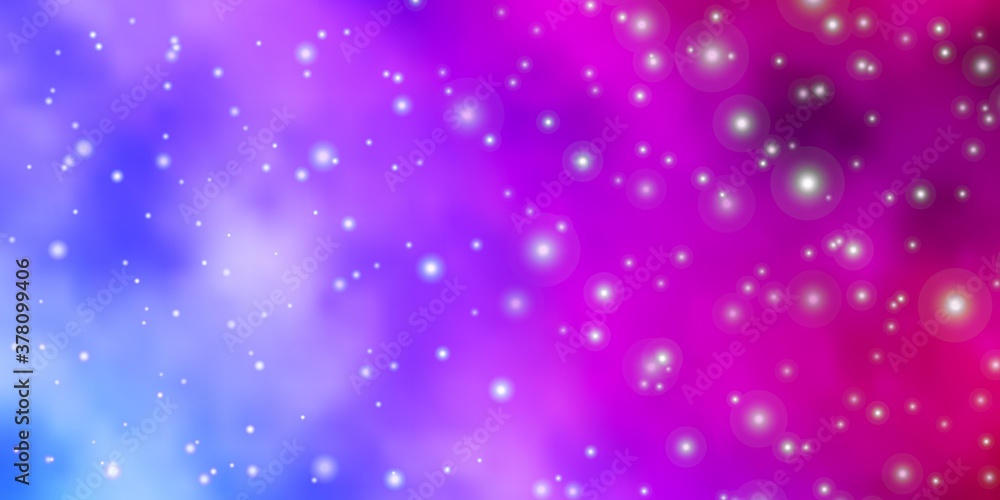 Obraz premium Light Blue, Red vector texture with beautiful stars. Decorative illustration with stars on abstract template. Best design for your ad, poster, banner.