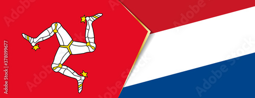 Isle of Man and Netherlands flags  two vector flags.