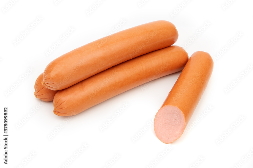 Sausages isolated on a white background Sausages isolated on a white background