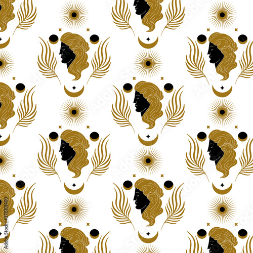 Photography Vector pattern with hand drawn illustration of antique head