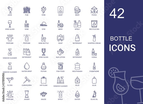bottle icons set