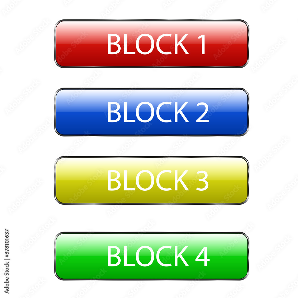 Set of vector buttons with metallic borders. Set of vector buttons with metallic borders.