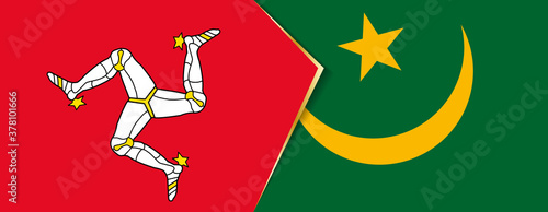 Isle of Man and Mauritania flags  two vector flags.