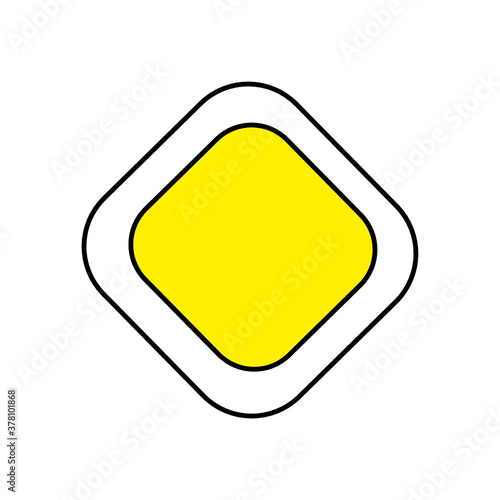 Road sign pointer to main road vector image. Traffic Laws. Road sign with a main road. Attention, make way. Driving. Vector. Background image. Place for text. Poster.