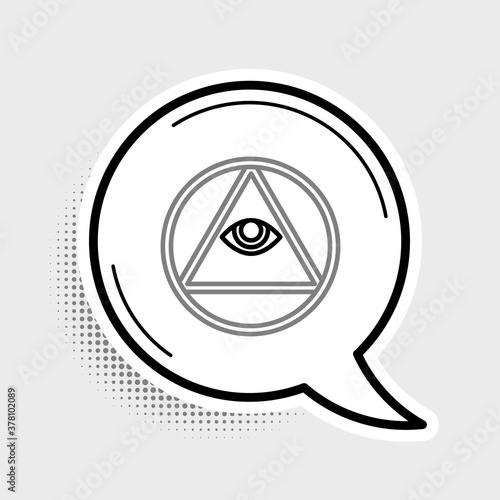 Line Masons symbol All-seeing eye of God icon isolated on grey background. The eye of Providence in the triangle. Colorful outline concept. Vector.