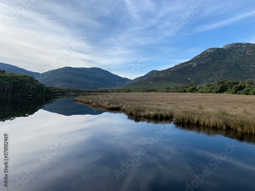 lake and mountains