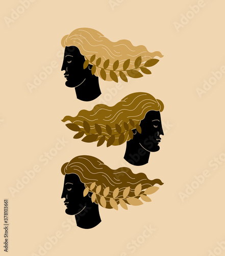 Photo Vector hand drawn illustration of antique heads isolated