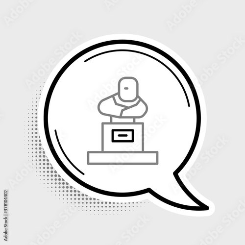 Line Grave with tombstone icon isolated on grey background. Colorful outline concept. Vector.