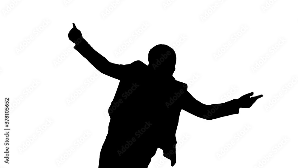 Silhouette Boy in white suit dancing. Silhouette Boy in white suit dancing.