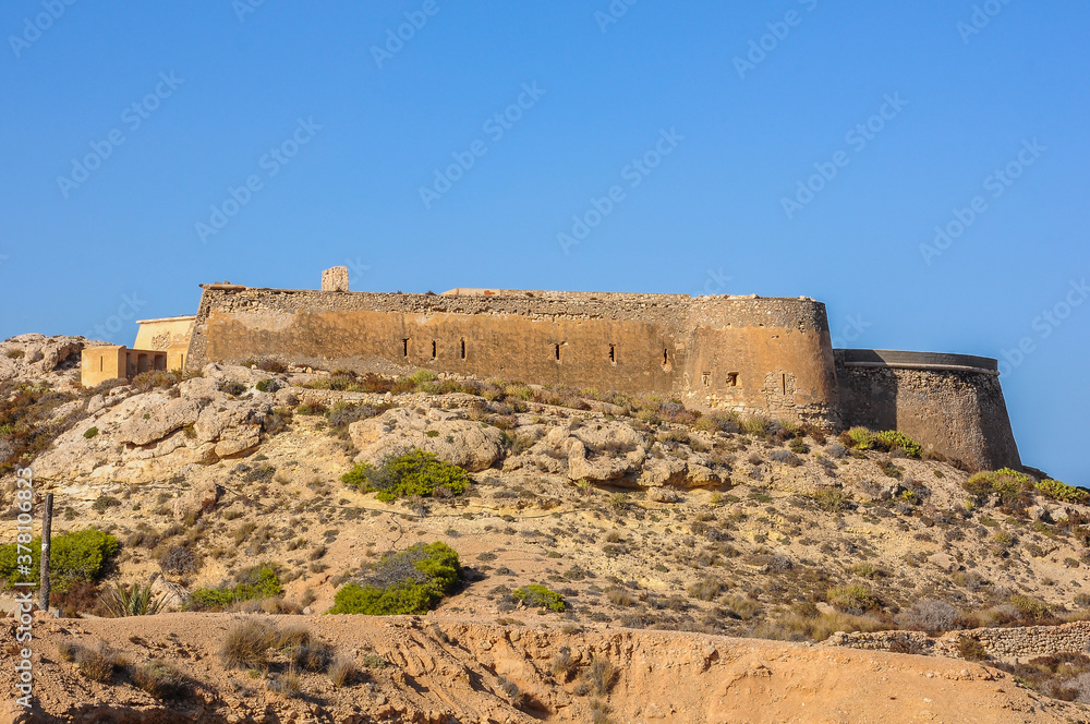 San Ramon Castle, old fortress and luxury private residence in Cabo de Gata, Almeria, Spain