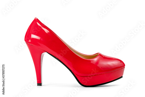 red high heels shoe isolated on white background ,include clipping path