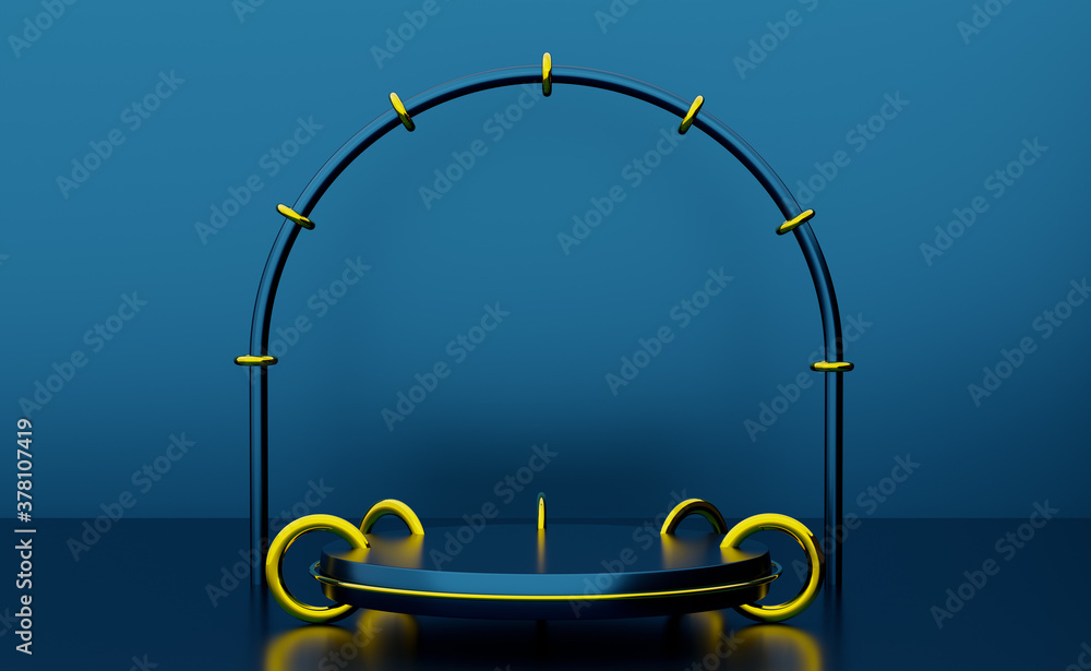 podium empty with geometric shapes in blue composition for modern stage display and minimalist mockup ,abstract showcase background ,Concept 3d illustration or 3d render podium empty with geometric shapes in blue composition for modern stage display and minimalist mockup ,abstract showcase background ,Concept 3d illustration or 3d render
