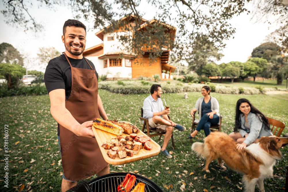 Churrasco em família ao ar livre Stock Photo | Adobe Stock