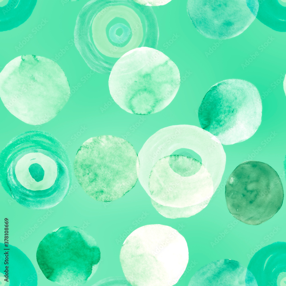 Random Seamless Circles. White Watercolor Random Seamless Circles. White Watercolor