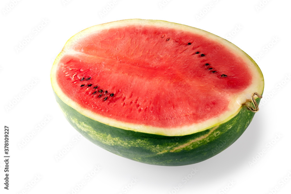 Half of ripe watermelon isolated on white background. Clipping path Half of ripe watermelon isolated on white background. Clipping path