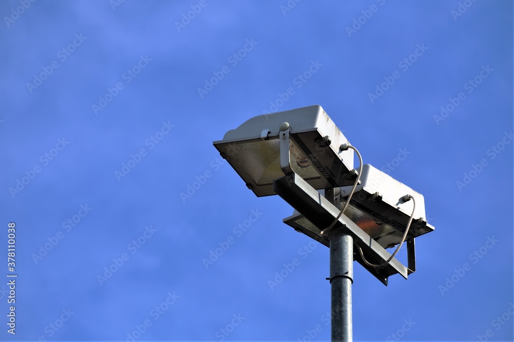 spotlight on a blue sky