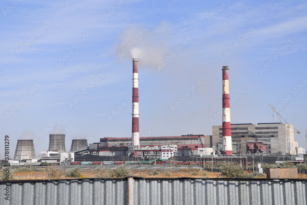 factory, industry, power, plant, chimney, industrial, pollution, energy, sky, refinery, smoke, pipe, oil, gas, environment, station, chemical, electricity, building, tower, technology, fuel, blue, pow
