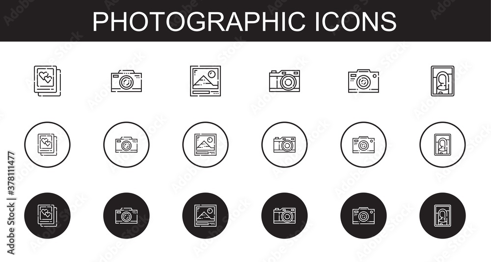 photographic icons set photographic icons set