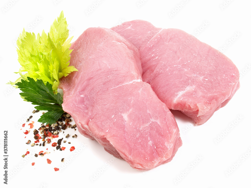 Veal Striploin Steaks - Isolated on white Background Veal Striploin Steaks - Isolated on white Background