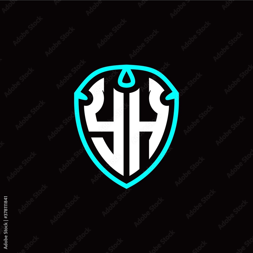 Initial Y H letter with shield modern style logo template vector Initial Y H letter with shield modern style logo template vector