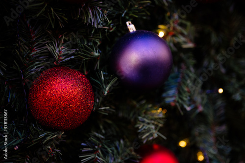 Beautiful christmas tree with vintage decorations