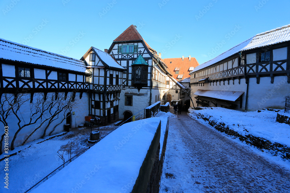 Teil des Innenhofes der Wartburg in Eisenach. Wartburg, UNESCO Weltkulturerbe, Deutschland, Europa