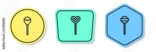 Set line Lollipop, and . Colored shapes Vector Illustration