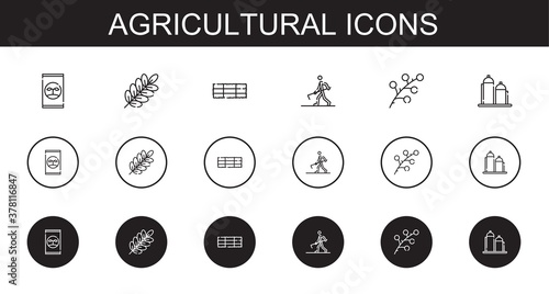 agricultural icons set