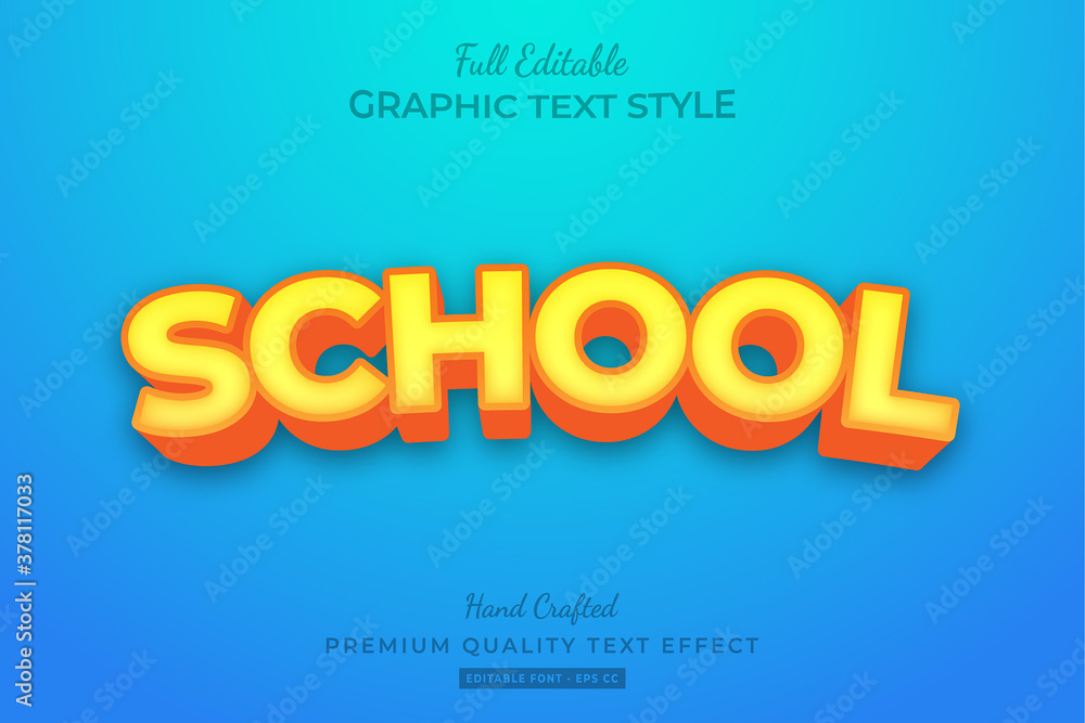 School Editable 3D Text Style Effect Premium
