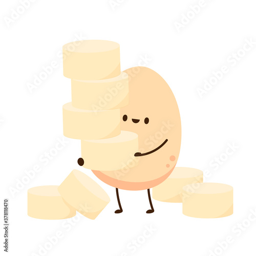 Egg tofu vector. Egg tofu on white background. Egg character design.