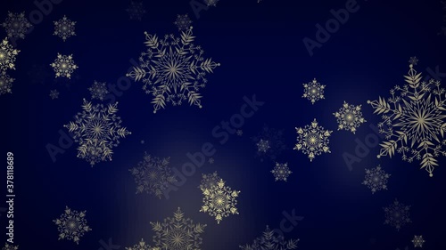 golden snowflakes on dark blue background