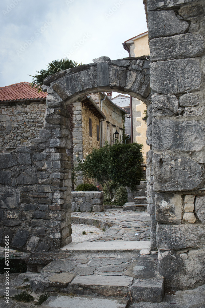 The old historic architecture of medieval Hum, Croatia - the smallest town in the world
