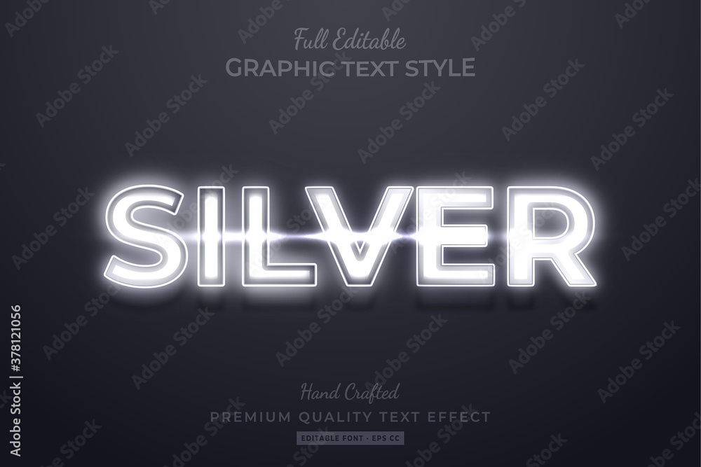 Silver Neon Editable 3D Text Style Effect Premium