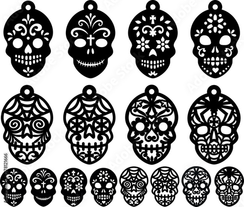 Sugar Skull Earrings Candy Skull  Clipart Halloween Jewelry Coulomb the Day of the Death