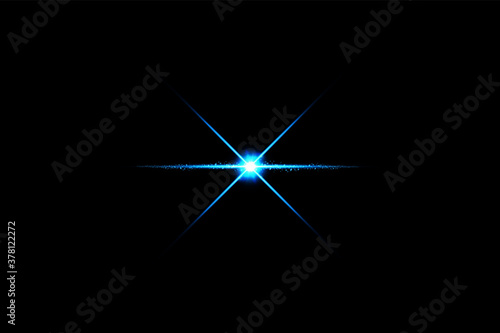 Blue warm color bright lens flare flashes leak for transitions on black background © denzelll
